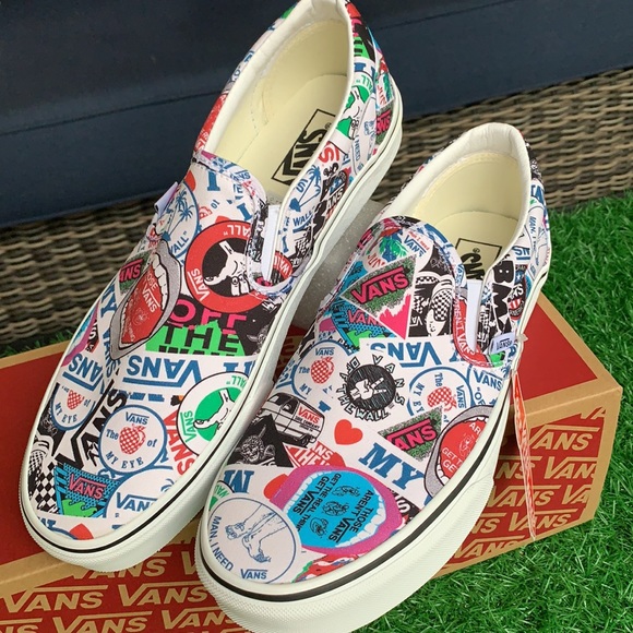 VANS WMNS CLASSIC SLIP-ON VANS MASH UP STICKERS/TRWHT Sneakers - Picture 10 of 16